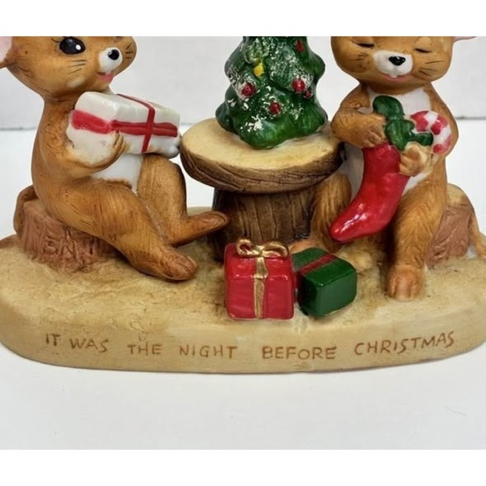 Vintage Enesco Mice Christmas Figurine Night Before Christmas Taiwan Whimsical - Picture 6 of 11
